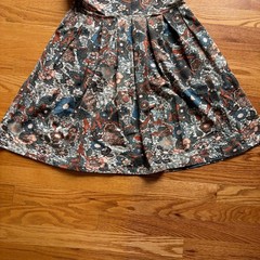 Peruvian Connection Blue Floral Pima Cotton Fit Flare Pleated Dress Womens M