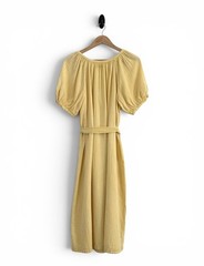 Faherty Women&rsquo;s Size Medium Yellow Dream Organic Cotton Gauze Carmel Tie Dress