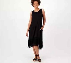 LOGO by Lori Goldstein Regular Rayon 230 Dress Black XS A592719