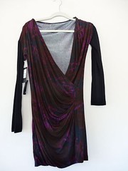 NWT Edun designer reversible plunging dress, XS, $420 in stores, burgundy