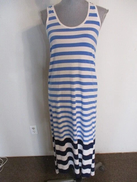 Vineyard Vines Engineered Stripe Maxi Tank Dress Pima Cotton Blend Coastal XS
