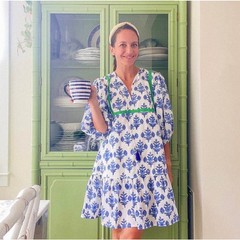 The monogram corner TMC cotton ethical wear blue floral dress large