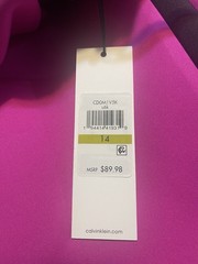 Calvin Klein Purple Black 14 Sleeveless Colorblock Sheath Dress Knee Length NWT