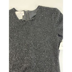Vtg Laurence Kazar Paris New York Black beaded dress L Cocktail Old Money New