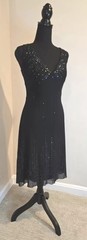 Andrea Smith Petites Sz 6 Black Sleeveless Chiffon Sequin Fit Flare Dress Formal
