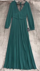 Lulus Talk About Divine Backless Maxi Dress Womens Hunter Green Plunging V-Neck