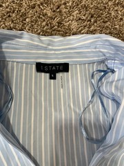 1 STATE Women&rsquo;s Blue White Striped Moonlit PolkaWrap Dress SZ Small