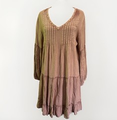 Solitaire Boho Mini Dress Embroidered Sleeve Soft Tiered Flowy Festival Western