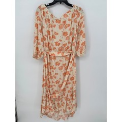 a.n.a A New Approach Floral Poppy Midi Dress Womens XXL Orange Tie Waist New