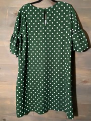 Agnes & Dora Dress Sz L Green polka dot Swing Tunic Dress Short Sleeves casual