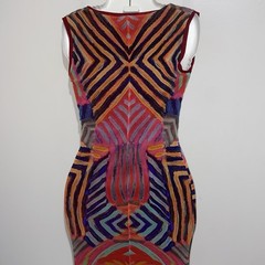 Vintage Fuzzi Dress Medium Mesh Bodycon Abstract Italy Jean Paul Gaultier 90s
