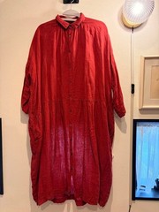 ICHI Antiquites Colored Linen Shirt Dress Color Red Size M Used From Japan