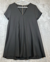 Zara TRF Collection Black Dress V Neck Short Sleeve Back Zip Detail Size Small