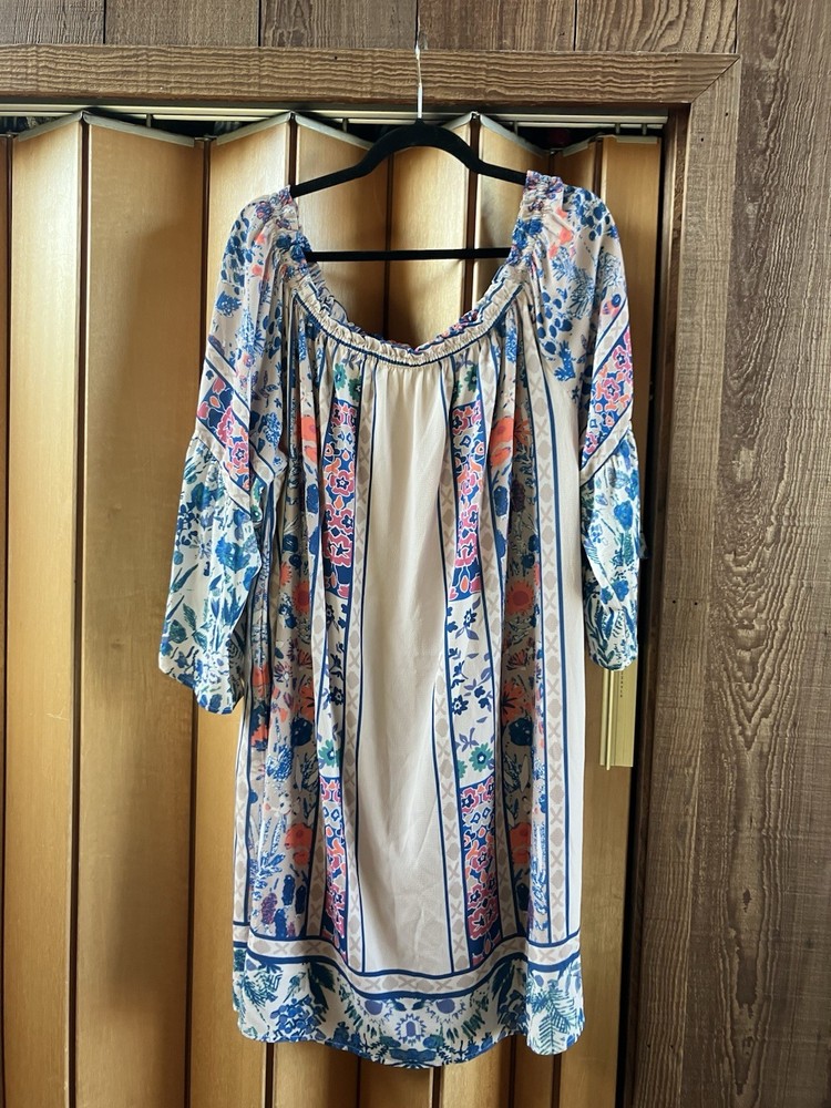 Towne (Size 3X) Vintage Look Midi Dress Colorful Unique Artsy Festival Party