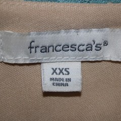 Francescas Sz XXS Blue Tan Lace Lined V Neck Sleeveless 100% Nylon/Poly Dress
