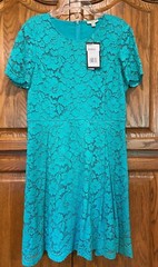 NWT FINITY Lace Short Sleeve Teal Dress ~ Size 10