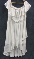 Lane Bryant 14-16 Dress Tiered White Eyelet High Low Hem Elastic Neckline