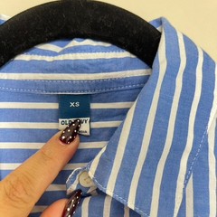 NWTOld Navy White & Blue Button Collared Striped Mini Shirt Dress Women&rsquo;s Sz XS