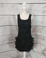John Paul Ataker Drop Waist Ruffle Hem Overlay Dress Size 4