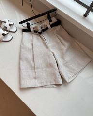 QUIET LUXURY Linen Shorts High Waisted Bermuda Pants Casual Sunmer