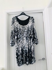 Feather & Bone London Black Silver Sequin dress / Tunic S Uk 8 10