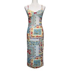 Thirty Thirty Y2K Coquette Patchwork Mesh Midi Slip Dress Floral Feminine Size M