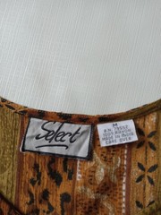 Vintage Select Brown and Green Beaded Floral Animal Print Dress Women&rsquo;s Medium