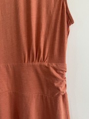 prAna Brown Solid Scoop Neck Sleeveless Knit Pullover Knee Length Dress L