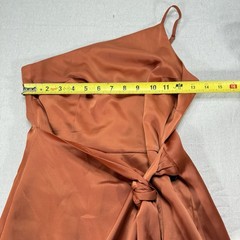 Gianni Bini One Shoulder Satin Wrap Cocktail Dress Rust Orange Women&rsquo;s Size 2