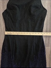 Cassandra Stone Fully Beaded Natural Silk Dress Sheer with Lining Black and Gold