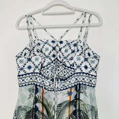 Camilla Jardim Party Strap Detail Maxi Dress Size Large Silk Linen Embellished