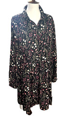 Lila Rose black floral long sleeves mini dress size 12