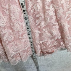 Antique Dress Women XL Pink Lace Fit Flare Ruffle Tiered Party Coquette 50s 40s