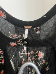 Free People Swing Tank Sleeveless Mini Dress Black Red & Green Floral Size L