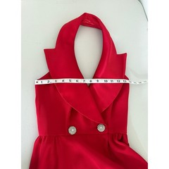 Vtg 80s/90s Huey Waltzer Red Satin Halter Cocktail Mini Dress US 2 Holiday Xmas