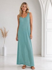 Womens Sheer Blue Open Back Maxi Cover Up Dress Size Medium Beachy Resort Chic