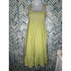 MOSSIMO GREEN SMOCKED TIE SHOULDER STRAPS FLOWY AIRY BOHO RUFFLE SUNDRESS MEDIUM