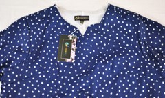 women&rsquo;s Cherfly blue dotted swing dress ruffles sizes X large short slvs v neck