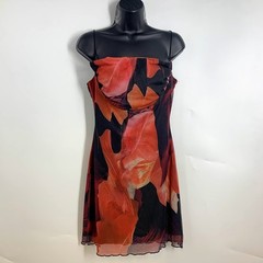 Princess Polly Abstract Floral Mesh Mini Dress Cowl Neck Spaghetti Strap Size 6