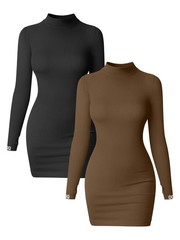 OOQ mock neck dress (coffee) OQQ not stiched in white as shown in picture
