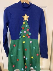 Mighty Fine womens long sleeve Christmas pom pom dress, 35&Prime; long, size Small