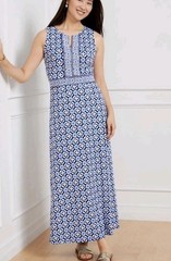 Talbots Dress Medium Effortless Jersey Maxi Peasant Bohemian Boho Beach Stretch