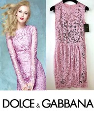 3k Dolce & Gabbana 2017 2024 Pink Black Lace 2 Dress Set LOT 38 40 2 4 6 S M Top