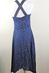 Derek LAM Womens 0 Midi Dress 100% Silk Blue DESIGNER Criss Cross Straps XS