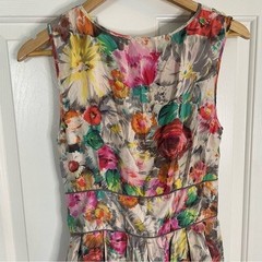 Warehouse Multicolor Floral Silk Sleeveless Dress Size UK 12/ US 8