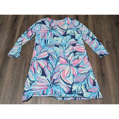Lilly Pulitzer Amina Dress 3/4 Sleeves V Neck Dress Size S High Tide Floral