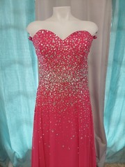 **Morilee Sz20 Fushia Pink Dropgem Design Strap Option Prom Dress**gem Sequin**