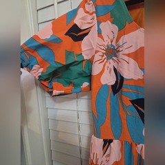 NWT BTFBM Womens Orange and Green Scoop Neck Sundress XL