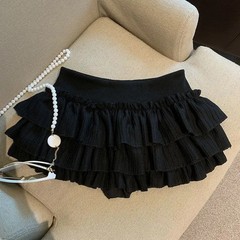 Yitimoky 2026 New Campus Casual Elastic Waist Solid Color Skirt Sweet Cake Women