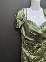 Lavetir Off The Shoulder Side Split Ruched Sheath Long Dress Size 6 Olive Green